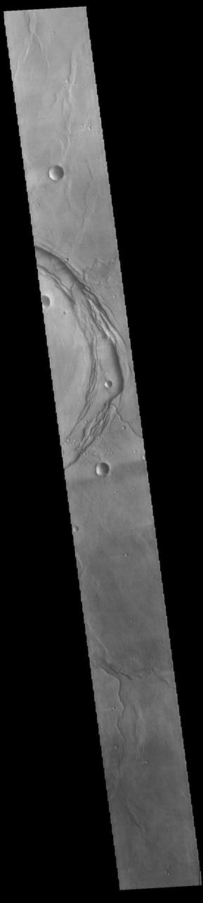 The circular feature in today's VIS image is called Meroe Patera. It is a volcanic caldera located in Syrtis Major Planum. The volcanic activity in Syrtis Major Planum is thought to be related to the impact event that created Isidis Planitia to the east. Orbit Number: 87684 Latitude: 6.67925 Longitude: 69.0924 Instrument: VIS Captured: 2021-09-20 04:57 https://photojournal.jpl.nasa.gov/catalog/PIA25263