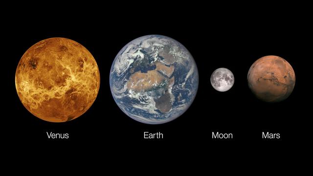 NASA image: Venus, Earth and Its Moon, and Mars