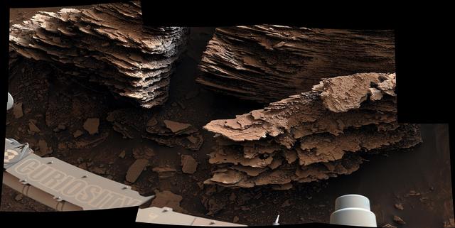 NASA image: Curiosity's Mastcam Views Flaky, Streambed Rocks