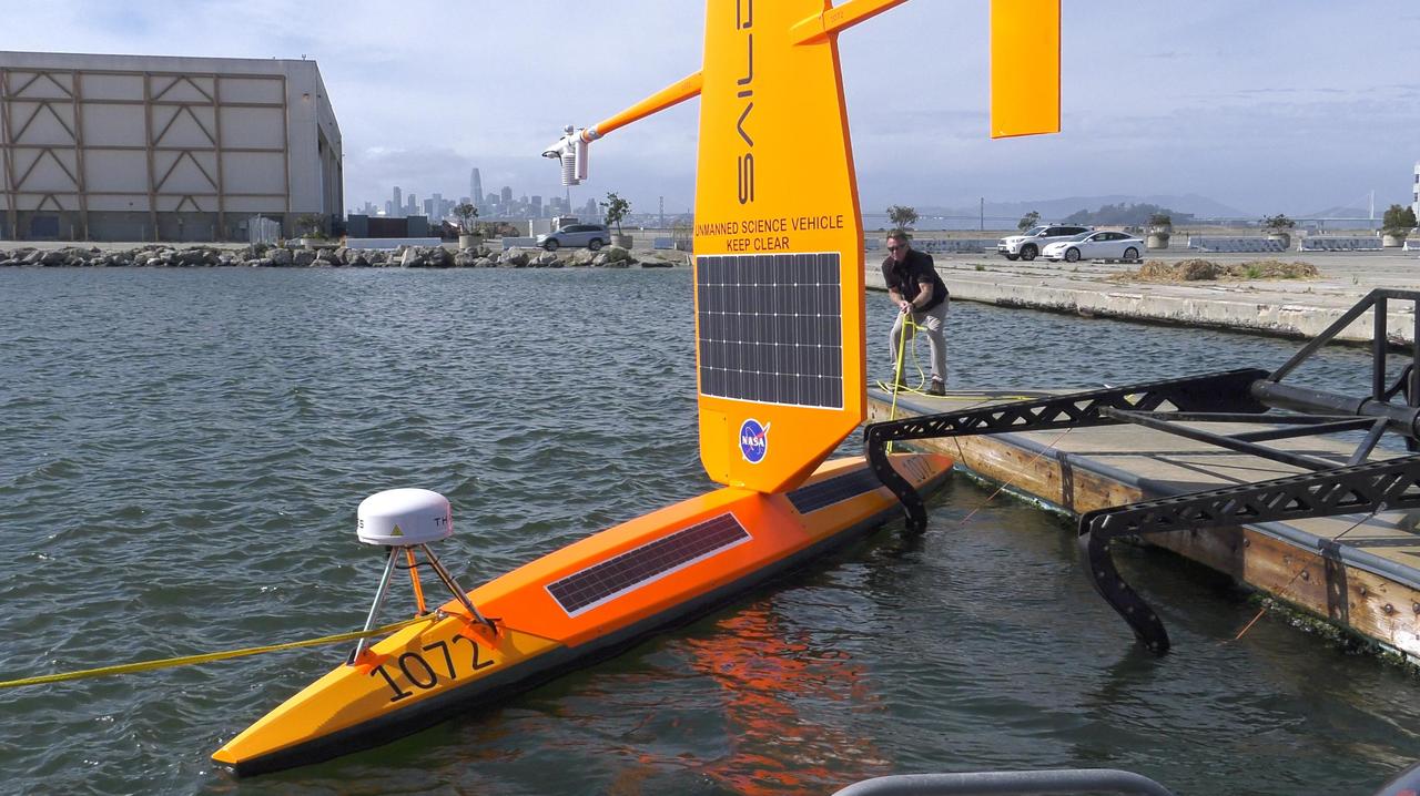 As part of NASA's Sub-Mesoscale Ocean Dynamics Experiment (S-MODE) field campaign, several Saildrones like the one pictured here were launched from San Francisco Bay. The Saildrones were part of a fleet of autonomous marine research vessels designed to measure a vast array of factors such as ocean currents, wind speed and direction, air and water temperature, salinity, dissolved oxygen, and chlorophyll content.      S-MODE is a NASA Earth mission to use newly developed in-situ and remote-sensing techniques to look at small-scale ocean whirlpools, eddies, and currents. The observations could help scientists better understand how these dynamics drive the give-and-take of material and energy between the ocean and atmosphere and, ultimately, help shape Earth's climate.      More information about S-MODE is at https://espo.nasa.gov/s-mode/content/S-MODE  https://photojournal.jpl.nasa.gov/catalog/PIA25523