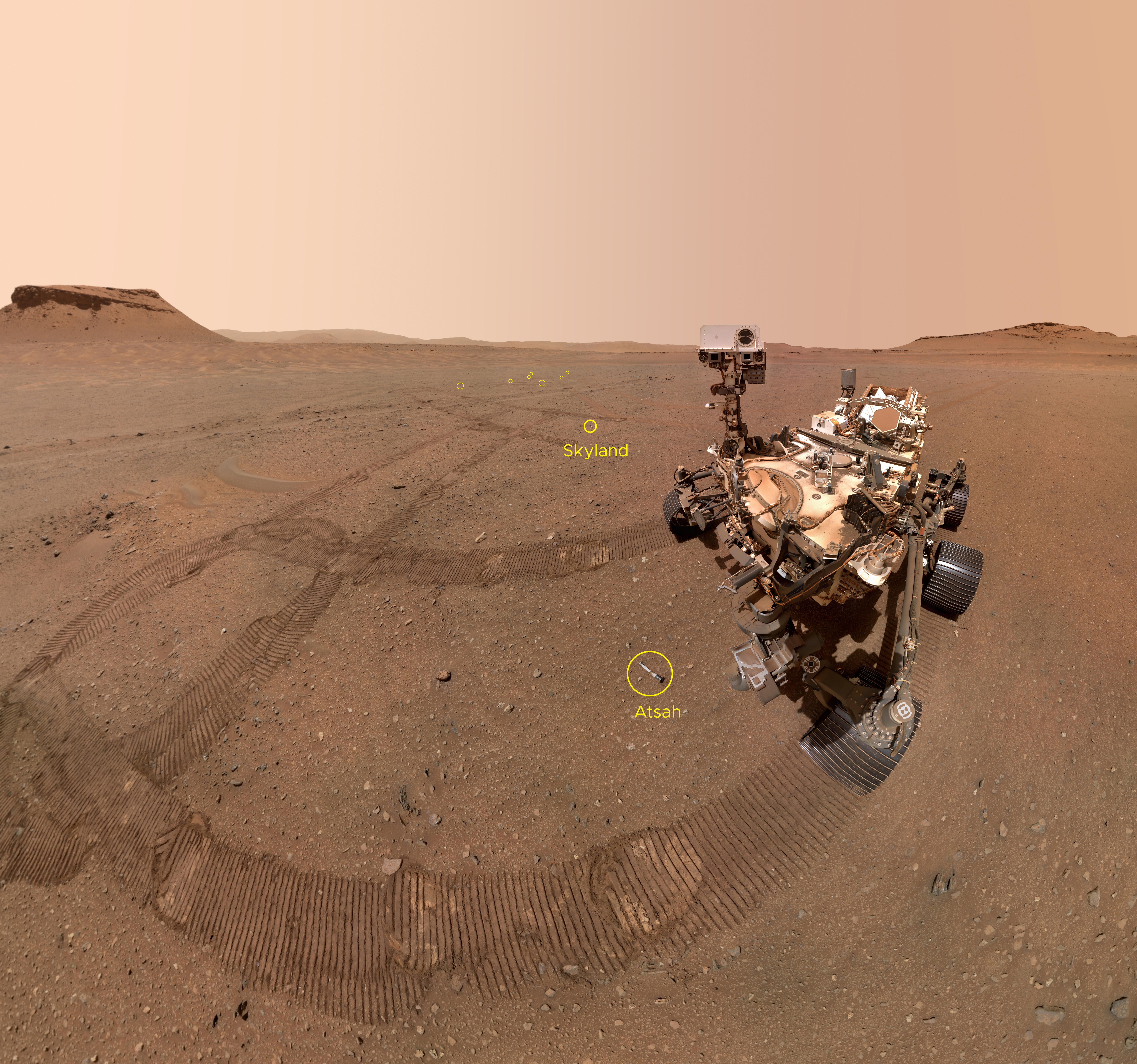 Annotated Version of Perseverance Selfie With Sample Tubes