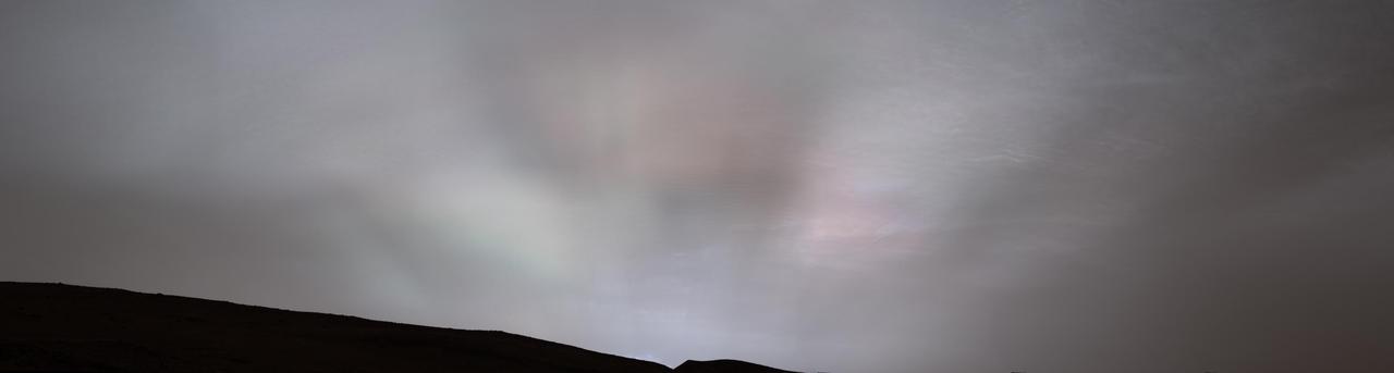 NASA's Curiosity Mars rover captured these "sun rays" shining through clouds at sunset on Feb. 2, 2023, the 3,730th Martian day, or sol, of the mission. It was the first time that sun rays, also known as crepuscular rays, have been viewed so clearly on Mars. Crepuscular is taken from the Latin word for "twilight," as these rays appear near sunset or sunrise. These clouds were captured as part of a follow-on imaging campaign to study noctilucent, or "night-shining" clouds, which started in 2021. While most Martian clouds hover no more than 37 miles (60 kilometers) above the ground and are composed of water ice, these clouds appear to be higher in elevation, where it's very cold. That suggests these clouds are made of carbon dioxide, or dry ice. This scene made up of 28 individual images captured by the rover's Mast Camera, or Mastcam. The images have been processed to emphasize the highlights. https://photojournal.jpl.nasa.gov/catalog/PIA25739