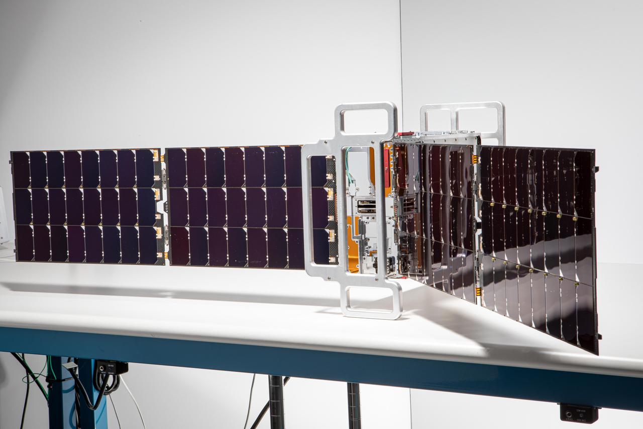This image shows one of two shoebox-size satellites that make up NASA's Polar Radiant Energy in the Far-InfraRed Experiment (PREFIRE) mission. PREFIRE will measure the amount of heat Earth emits into space from two of the coldest, most remote regions on the planet. Data from the cube satellites, or CubeSats, will improve computer models researchers use to predict how Earth's ice, seas, and weather will change in a warming world. Earth absorbs a lot of the Sun's energy at the tropics, and weather and ocean currents transport that heat to the poles. Ice, snow, clouds, and other parts of the polar environment emit the heat into space, much of it in the form of far-infrared radiation. The difference between this incoming and outgoing heat helps to determines the planet's temperature and drives a dynamic system of climate and weather. But far-infrared emissions at the poles have never been systematically measured. This is where PREFIRE comes in. The crucial instrument on each spacecraft is a thermal infrared spectrometer, which will measure wavelengths of light in the far-infrared range. The mission will help researchers gain a clearer understanding of when and where Earth's poles emit far-infrared radiation, as well as how atmospheric water vapor and clouds influence the amount that escapes to space. https://photojournal.jpl.nasa.gov/catalog/PIA26186