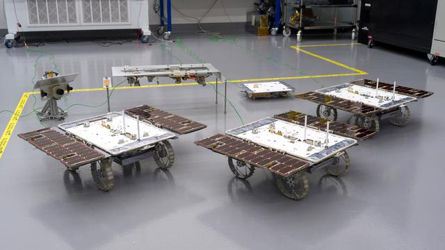NASA image: CADRE Rovers, Hardware in JPL Clean Room