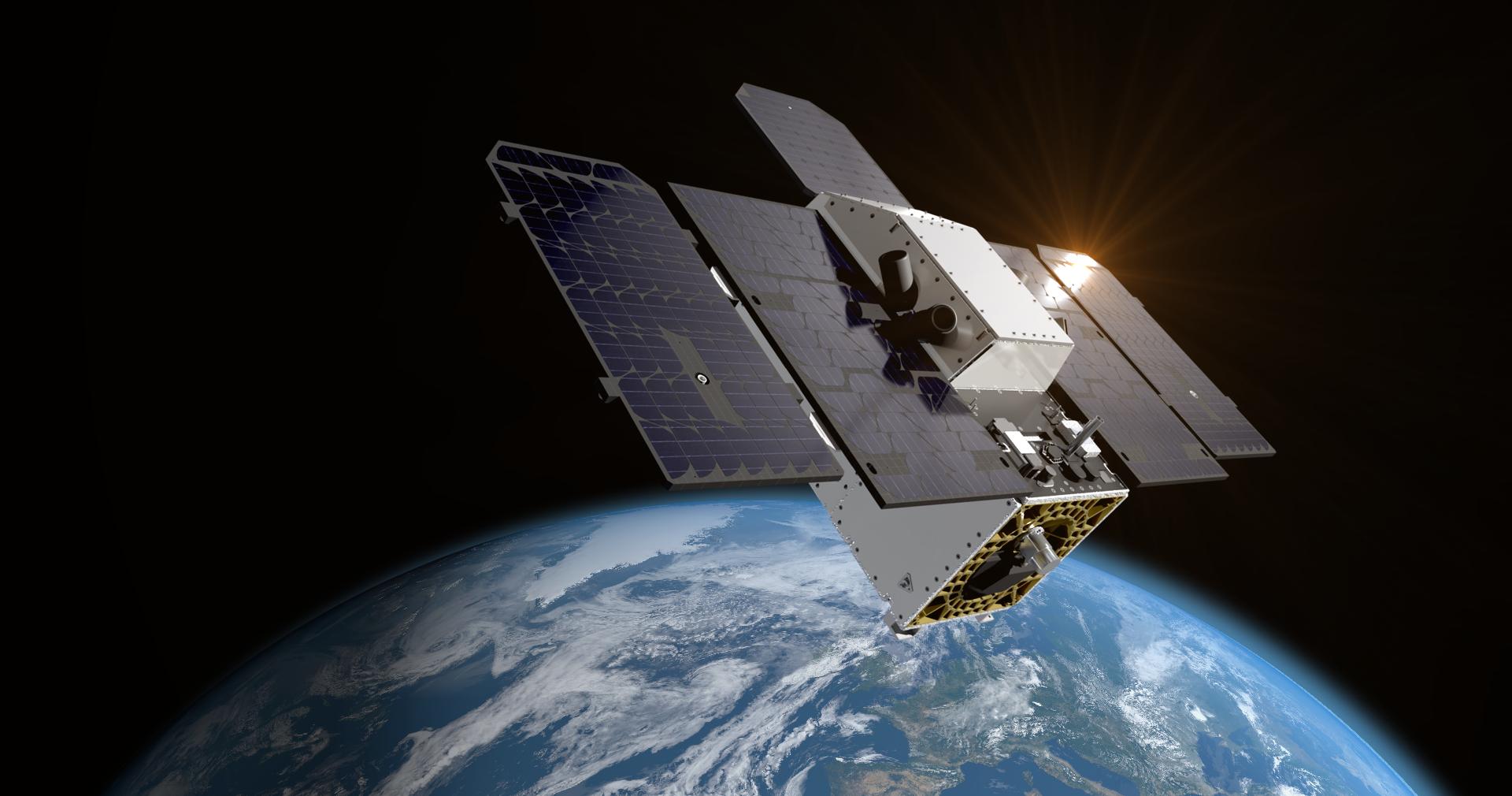       An artist's concept depicts one of the Carbon Mapper Coalition's Tanager satellites, which will use imaging spectrometer technology developed at NASA's Jet Propulsion Laboratory in Southern California to measure methane and carbon dioxide point-source emissions, down to the level of individual facilities and equipment, on a global scale.      The Tanager-1 satellite, launched from Vandenberg Space Force Based in California on Aug. 16, 2024, was developed as part of a philanthropically funded public-private coalition led by the nonprofit Carbon Mapper. JPL and Planet Labs PBC, which built Tanager-1, are both members of the Carbon Mapper Coalition. The group plans to launch a second Tanager satellite, called Tanager-2, also being built by Planet Labs and equipped with a JPL-built imaging spectrometer.  https://photojournal.jpl.nasa.gov/catalog/PIA26411