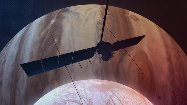 NASA image: Europa Clipper Spies Jupiter and Europa (Artist's Concept)