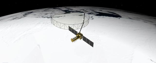 NISAR in Orbit Over Antarctica (Artist's Concept)