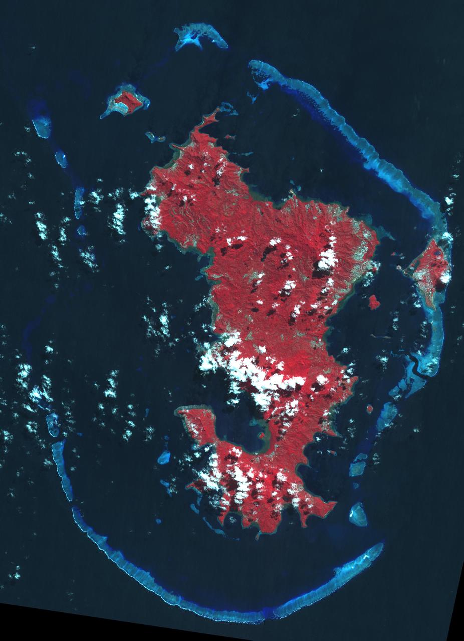 Mayotte is a volcanic island in the Comoros archipelago between the eastern coast of Africa and the northern tip of Madagascar. It is a French Overseas Territory in the Indian Ocean. On December 14, the island was hit by devastating category-4 hurricane Chido, causing widespread damage and loss of life. The image was acquired June 7, 2016, covers an area of 42 by 58.5 km, and is located at 12.8 degrees south, 45.1 degrees east. https://photojournal.jpl.nasa.gov/catalog/PIA26503