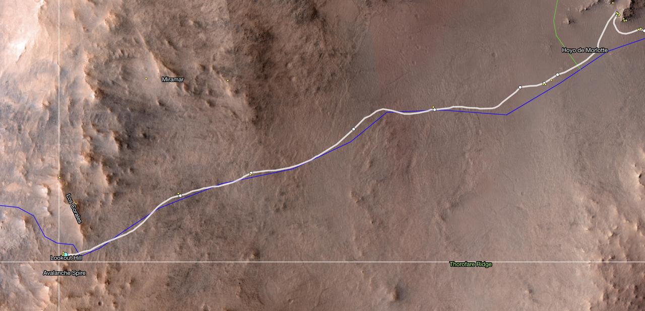 This map shows the location of NASA's Perseverance Mars rover as of Dec. 10, 2024, the 1,354th Martian day, or sol, of the mission, which it reached "Lookout Hill" at the top of Jezero Crater's rim after a monthslong climb.  This map was made using data from NASA's Mars Reconnaissance Orbiter's High-Resolution Imaging Science Experiment (HiRISE) camera as well as the European Space Agency's (ESA) High Resolution Stereo Camera (HRSC).  The University of Arizona, in Tucson, operates HiRISE, which was built by Ball Aerospace & Technologies Corp., in Boulder, Colorado, NASA's Jet Propulsion Laboratory manages the Mars Reconnaissance Orbiter Project for NASA's Science Mission Directorate, Washington.  A key objective for Perseverance's mission on Mars is astrobiology, including the search for signs of ancient microbial life. The rover will characterize the planet's geology and past climate, pave the way for human exploration of the Red Planet, and be the first mission to collect and cache Martian rock and regolith (broken rock and dust).  Subsequent NASA missions, in cooperation with ESA (European Space Agency), would send spacecraft to Mars to collect these sealed samples from the surface and return them to Earth for in-depth analysis.  The Mars 2020 Perseverance mission is part of NASA's Moon to Mars exploration approach, which includes Artemis missions to the Moon that will help prepare for human exploration of the Red Planet.  https://photojournal.jpl.nasa.gov/catalog/PIA26512