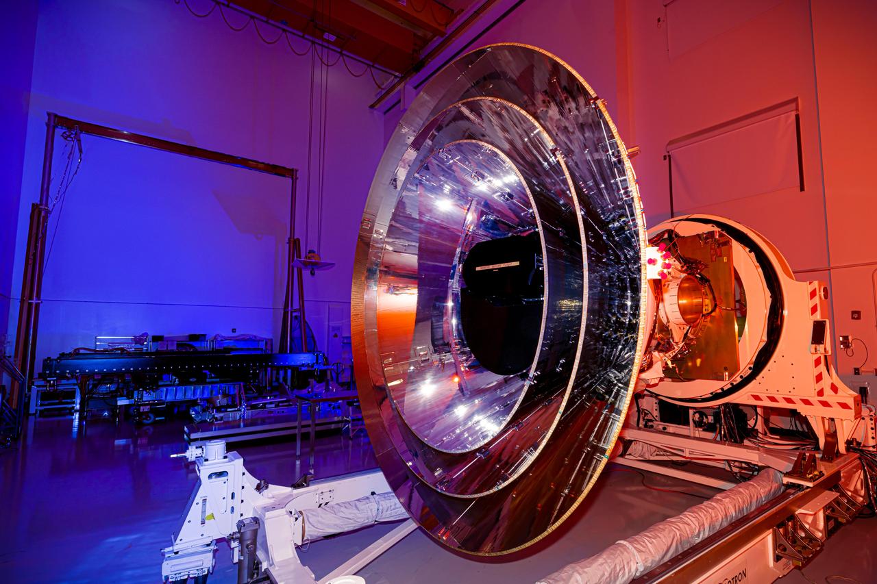 NASA's SPHEREx observatory undergoes integration and testing at BAE Systems in Boulder, Colorado, in April 2024.  Short for Spectro-Photometer for the History of the Universe, Epoch of Reionization and Ices Explorer, SPHEREx will create a map of the cosmos like no other. Using a technique called spectroscopy to image the entire sky in 102 wavelengths of infrared light, SPHEREx will gather information about the composition of and distance to millions of galaxies and stars. With this map, scientists will study what happened in the first fraction of a second after the big bang, how galaxies formed and evolved, and the origins of water in planetary systems in our galaxy.  https://photojournal.jpl.nasa.gov/catalog/PIA26538