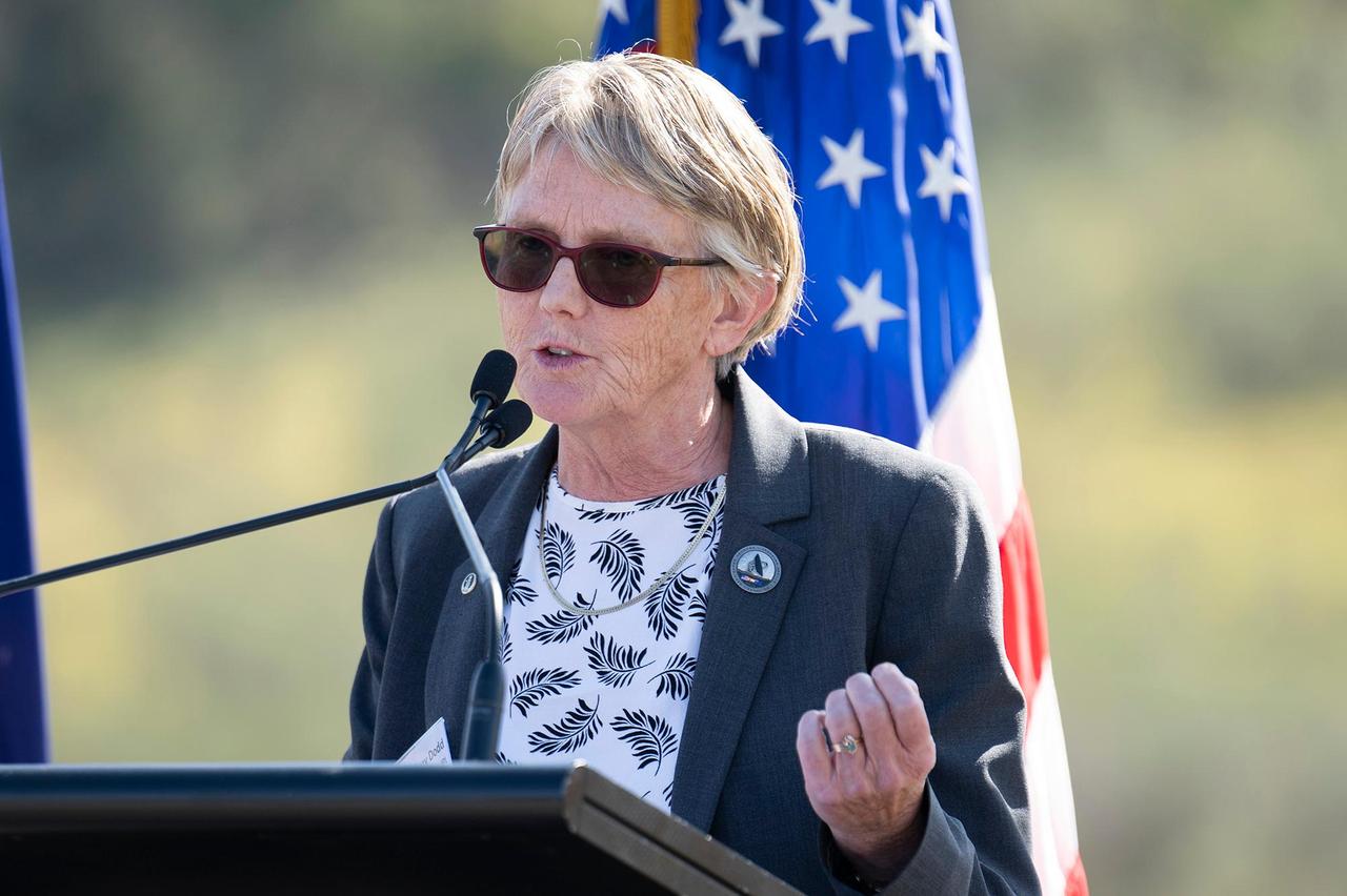Suzanne Dodd, the director for the Interplanetary Network Directorate at NASA's Jet Propulsion Laboratory in Southern California, addresses an audience at the Deep Space Network's Canberra complex on March 19, 2025. That day marked 60 years since the Australian facility joined the network. JPL's Interplanetary Network Directorate oversees the Deep Space Network's three complexes in Canberra, Madrid, and Goldstone, near Barstow, California.  JPL manages the Deep Space Network for the agency's Space Communications and Navigation program at NASA Headquarters in Washington.  https://photojournal.jpl.nasa.gov/catalog/PIA26585