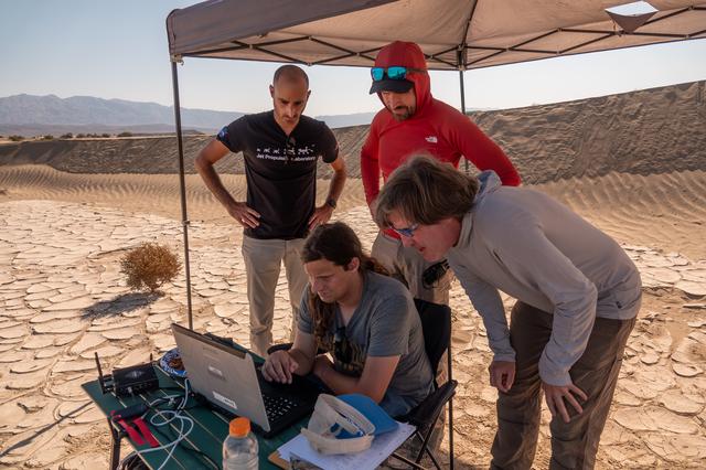 NASA image: Researchers Monitor Drone Testing in Death Valley