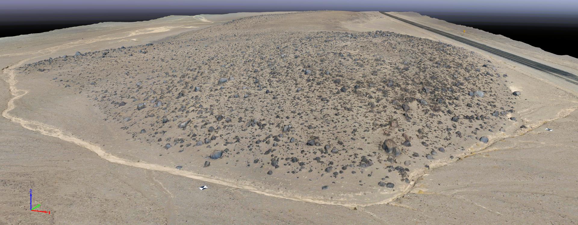 This rendering was created by research drones flying over Mars Hill, a region of Death Valley National Park that has been used by NASA’s Mars researchers since the 1970s, when the agency was preparing to land the twin Viking spacecraft. The hill’s rubbly, volcanic rock resembles the kind of inhospitable terrain that Mars rovers must navigate around and which posed a landing hazard for the Ingenuity Mars Helicopter.  In September 2025, researchers from NASA’s Jet Propulsion Laboratory in Southern California flew research drones over Mars Hill as part of a test campaign to develop navigation software for future Mars rotorcraft. Being able to precisely land between rocks like those seen here is a critical capability to access similar Martian terrain in the future.