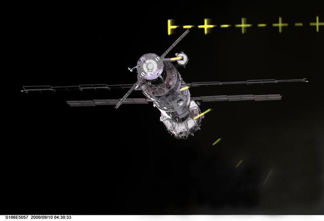 NASA image: Distant view of the ISS as OV-104 makes its initial approach during STS-106