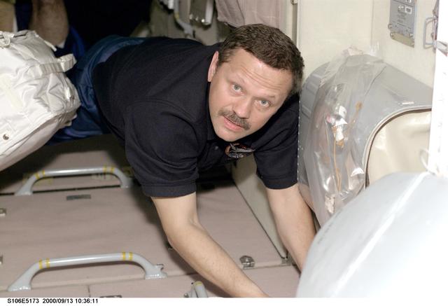 NASA image: MS Morukov prepares Zvezda for habitation during STS-106