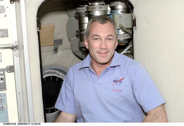 NASA image: Commander Wilcutt poses for a photo on Zvezda during STS-106