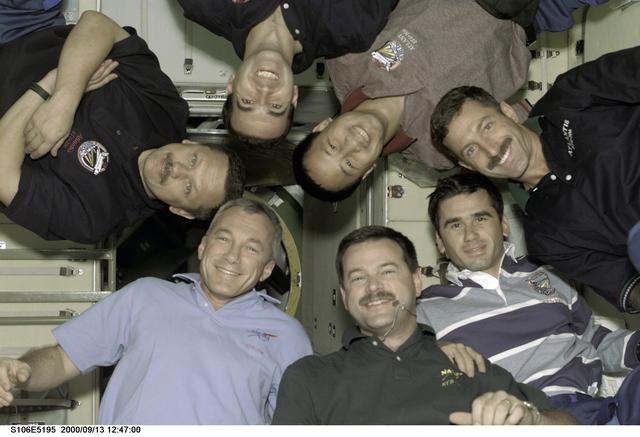 NASA image: STS-106 crewmembers pose for a group photograph on Zvezda
