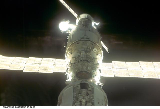 NASA image: External view of Zarya and Zvezda taken during the STS-106 mission