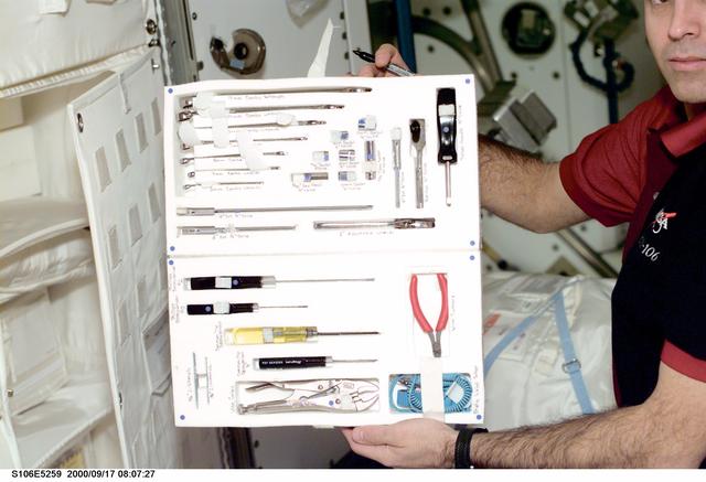 NASA image: View of a standard tool kit left on the ISS