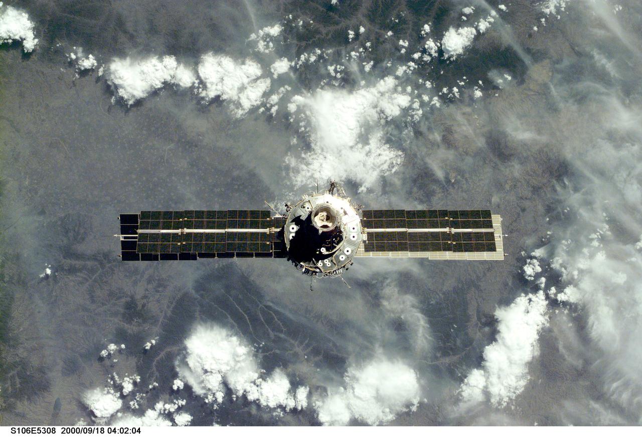 S106-E-5308 (18 September 2000) --- The International Space Station (ISS), with its U.S.-built Unity node facing the camera, is seen following its undocking with the Space Shuttle Atlantis. After accomplishing all mission objectives in outfitting the station for the first resident crew, the seven astronauts and cosmonauts undocked at 3:46 (GMT) on Sept. 18 over Russia near the northeastern portion of Ukraine. When Atlantis was at a safe distance from the station, about 450 feet, astronaut Scott D. Altman, pilot, performed a 90-minute, double-loop fly around to enable the crew to document the station’s exterior. He fired Atlantis’ jets one final time to separate from the station at 5:35 GMT, September 18.