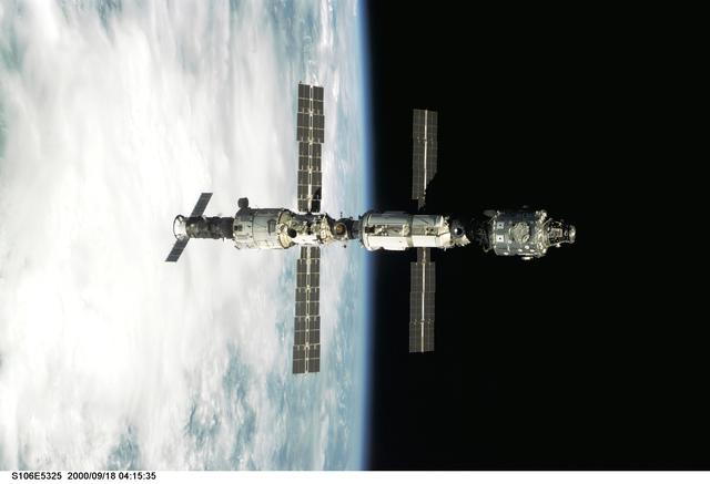 NASA image: View of the ISS as Atlantis makes its closing fly around during STS-106