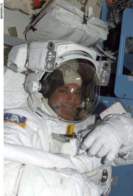 NASA image: MS Wolf in airlock prior to EVA 3