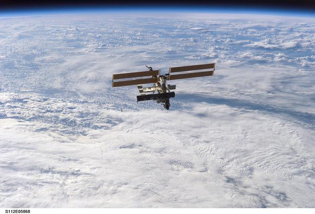 NASA image: Flyaround view of ISS zenith aft and port sides