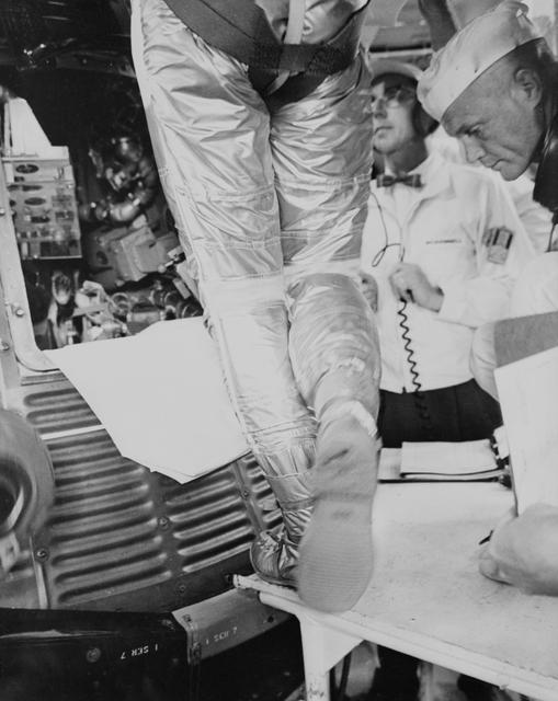 NASA image: Rear View - Astronaut Alan Shepard - Pressure Suit