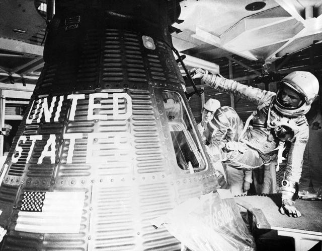 NASA image: Astronaut John Glenn, Jr. - Insertion - Mercury Spacecraft - Cape