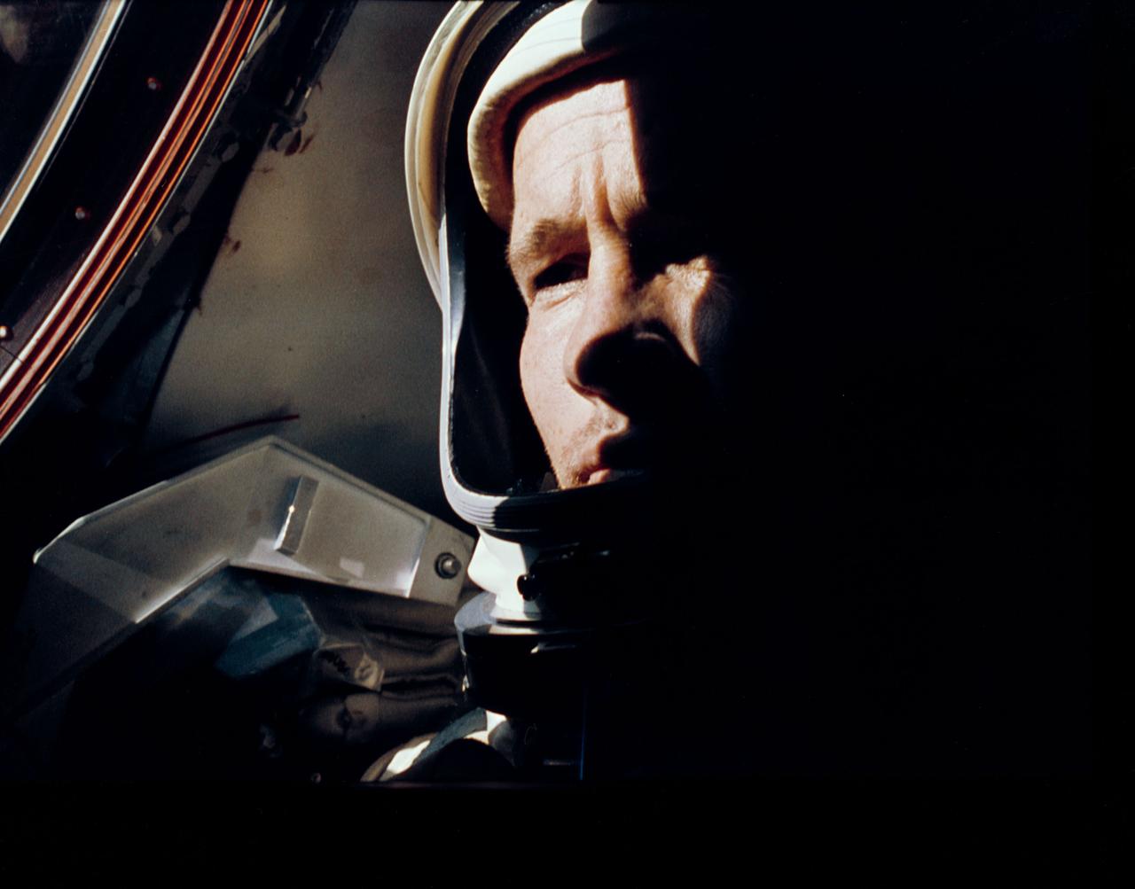 S65-30548 (3-7 June 1965) --- Astronaut Edward H. White II, Gemini IV pilot, is photographed onboard the Gemini-Titan 4 spacecraft during the four-day Earth-orbital mission. Photo credit: NASA