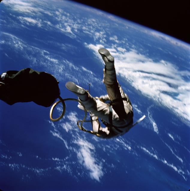 Gemini IV Mission Image - EVA over Texas coast
