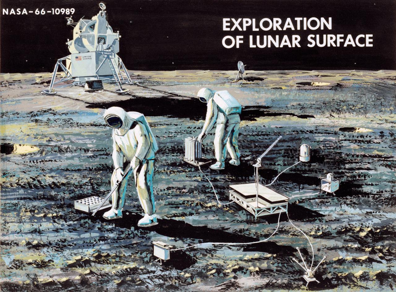 Artist Concepts, Apollo Mission:        S66-10983: Ascent Stage Liftoff (S66-05094)   S66-10984: Orientation During Ascent Phase (S66-05098)   S66-10985: Midcourse Coast (S66-05113)   S66-10986: Survey of Landing Site (S66-05117)   S66-10987: Lunar Module (LM) Jettison (S66-05089)   S66-10988: Trans-Earth Injection (S66-05090)    S66-10989: Exploration on Lunar Surface Apollo Surface Lunar Exploration Experiment (ASLEP)   S66-10990: Liftoff (S66-05125)   S66-10991: Command Module (CM)-Service Module (SM) Separation (S66-05101 N/F)   S66-10992: Touchdown on Lunar Surface (S66-05115)   S66-10993: Transfer Orbit Insertion (S66-05111)   S66-10994: Drogue Parachute Deployment    S66-10995: S-IC Stage Separation S-II Stage Thrusting (S66-05099)   S66-10996: Jettison Launch Escape System (S66-05114)   S66-10997: Main Parachute Deployment (S66-05091)   S66-10998: Mid-course correction (S66-05088)   S66-10999: Lunar Orbit Insertion (S66-05086)   S66-11000: Command Service Module (CSM)-LM Docked in LM Adapter-S-IVB (S66-06526)   S66-11001: Docking and Separation of spacecraft from S-IVB (S66-05107)   S66-11002: Final Descent (S66-05096)   S66-11003: Entry into Earth Atmosphere (S66-05096)   S66-11004: Deploy S/C LM Adapter-Separate CSM from LM-S-IVB (S66-06525 & 05105)   S66-11005: Turnaround of CSM (S66-05104)   S66-11006: S-II Stage Separation S-IVB Stage Thrusting (S66-05102)   S66-11007: LM Ascent CSM Docked (S66-05100)   S66-11008: Midcourse Correction SPS Mode (S66-05106)   S66-11009: Earth Orbit Insertion of S-IVB & S/C (S66-05092)   S66-11010: Trans-lunar Injection (S66-05116)   S66-11011: LM Descent (S66-05110)   S66-11012: S-IVB Stage Operations (S66-05112 N/F)   S66-11013: Spacecraft Recovery (S66-05126)   S66-11014: Lunar Orbit (S66-05103)   S66-11015: CSM-LM Docking (S66-05095)   S66-11016: Entry CM (S66-5109)   S66-11017: Midcourse Corrections to Lunar Landing (S66-08486)   S66-11018: Midcourse Corrections to Lunar Landing w/Overlay (S66-05083)   S66-11019: Earth Launch Phase w/Overlay (S66-08485 & 05119)   S66-11020: Earth Launch Phase (S66-08487 & S66-05084)   S66-11022: Apollo Vehicles (S66-05127)   S66-11024: Transfer to LM (S66-05082)   S66-11025: Lunar Launch Phase   S66-11027: Trans-earth Separation of C/M from S/M-C/M return to Earth (S66-05097)   S66-11028: CSM-LM Separation, LM Descent to Moon (S66-05108)               MSC, Houston, TX         Also available in B&W      12/1965 - 06/1966