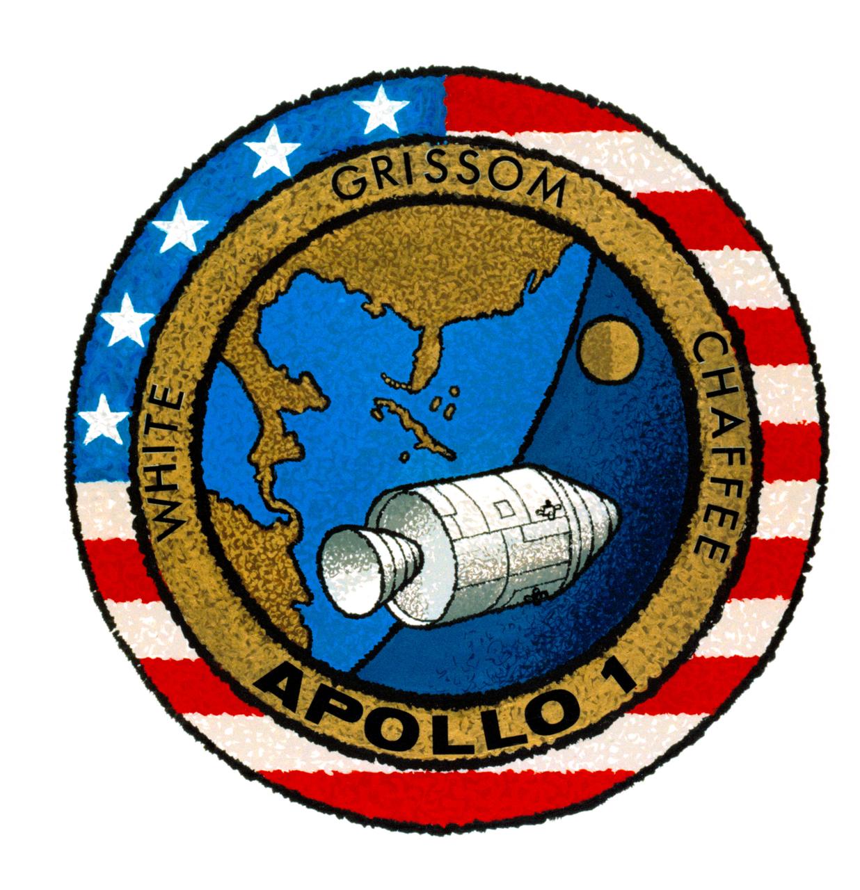 S66-36742 (1966) --- This is the insignia for the National Aeronautics and Space Administration's (NASA) Apollo 1 mission, the first manned Apollo flight. Crew members are astronauts Virgil I. Grissom, Edward H. White II and Roger B. Chaffee.     The NASA insignia design for Apollo flights is reserved for use by the astronauts and for other official use as the NASA Administrator may authorize. Public availability has been approved only in the form of illustrations by the various news media. When and if there is any change in this policy, which we do not anticipate, it will be publicly announced.     EDITOR'S NOTE: The three astronauts lost their lives in a fire during a simulation on the launch pad on Jan. 27, 1967.
