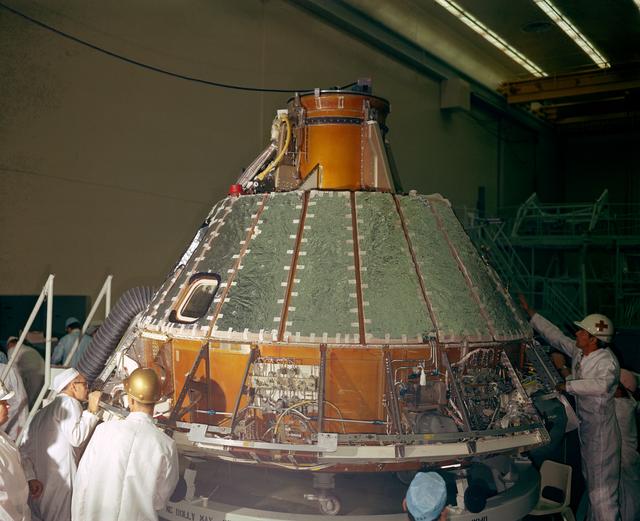NASA image: COMPRESSOR - UPRIGHTING SYSTEM - APOLLO MANUFACTURING - SPACECRAFT (S/C)-102 COMMAND MODULE (CM) - NORTH AMERICAN AVIATION (NAA), CA