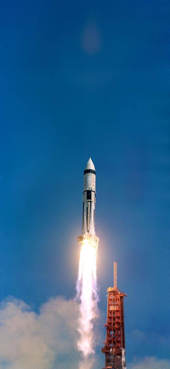 Liftoff of Saturn Mission 203, the second in the uprated Saturn 1 Development Mission Series, was accomplished from the Kennedy Space Center (KSC) Launch Complex 37 at 10:53 a.m., 07/05/1966.       KSC, FL