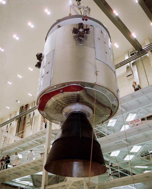 NASA image: APOLLO-SATURN (A/S)-204 - SPACECRAFT (S/C)- 012 COMMAND SERVICE MODULE (CSM) - A/S MATING - CAPE