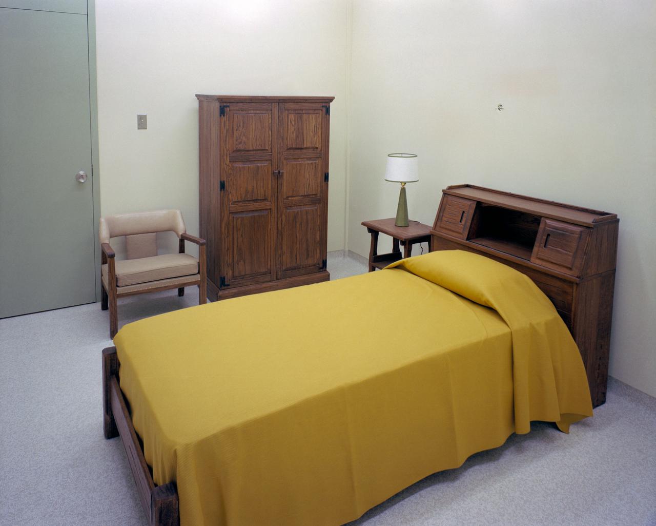 Typical Astronaut living quarters in the Crew Reception Area of the LRL, Bldg. 37, MSC, Houston, TX