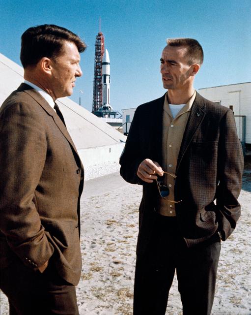 NASA image: Crew Members - First Manned Apollo Flight - Unmanned Mission Launch - Cape