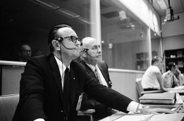 NASA image: Dr. Gilruth and Dr. Kraft - Mission Control Center (MCC) - Apollo V Launch - MSC