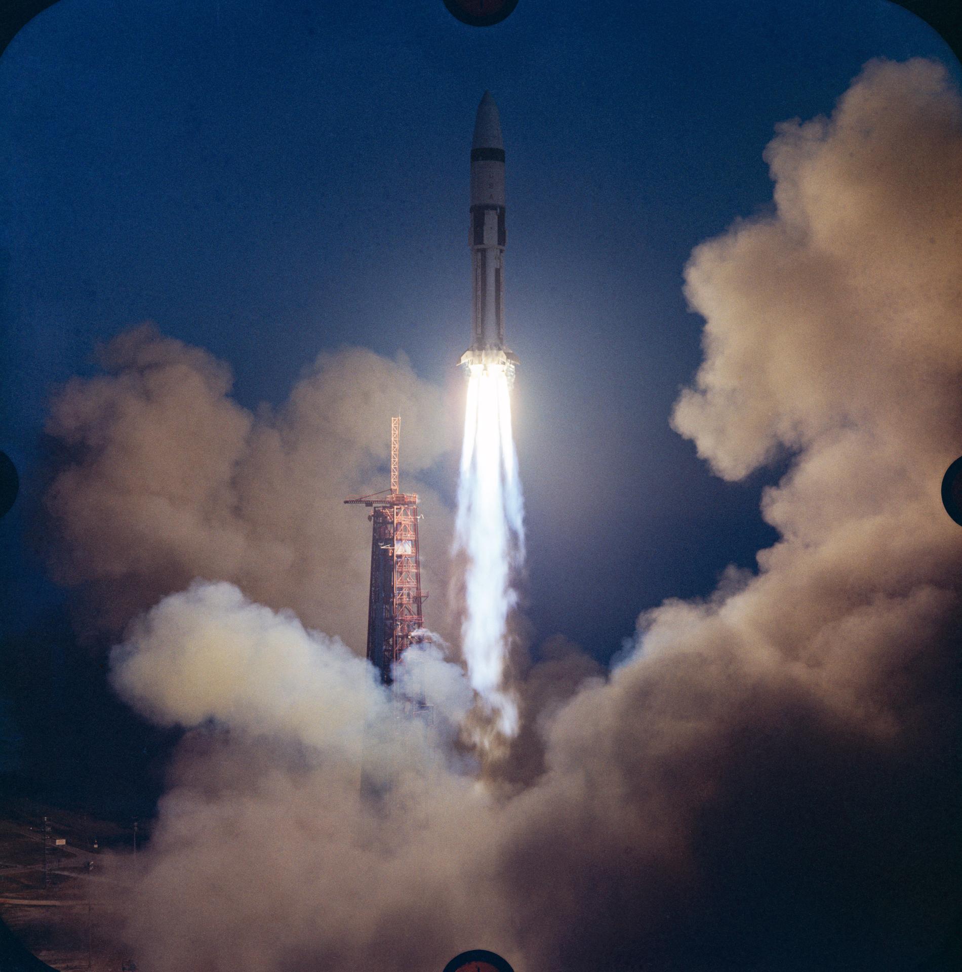 Apollo 5 rocket lifts off