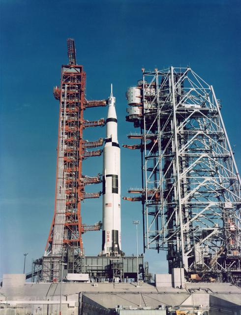 NASA image: Ground-Level View - Apollo VIII Space Vehicle - Pad "A" - Launch Complex (LC)-38 - Cape