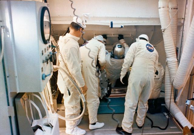 NASA image: Apollo 9 crew prepares to participate in Countdown Demonstration Test