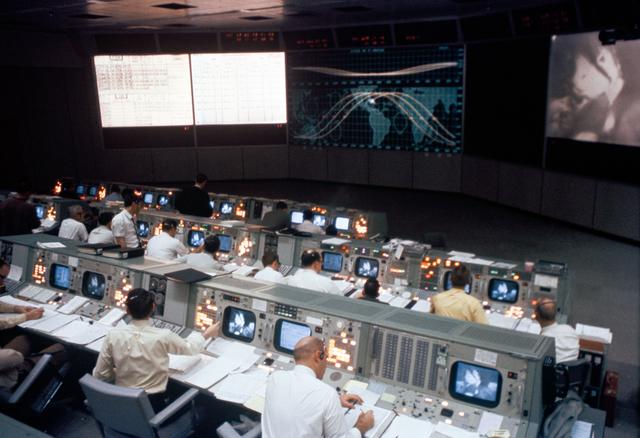 View of Mission Control during Apollo 9 earth orbital mission
