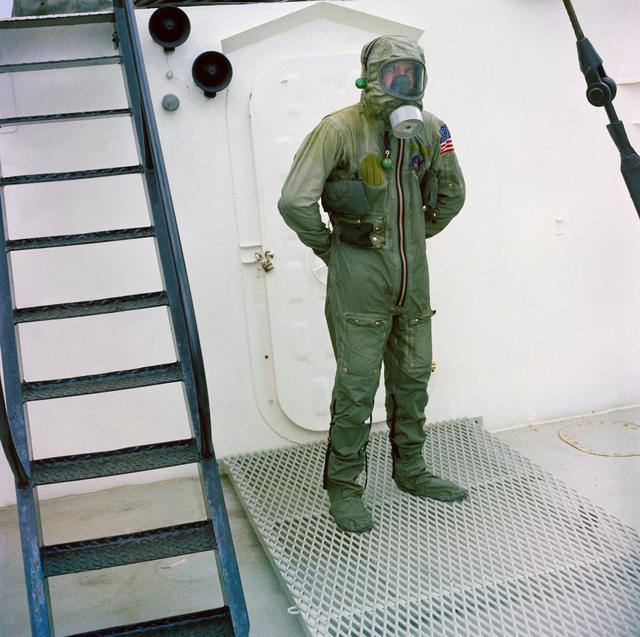 NASA image: Subject wearing Biological Isolation Garment during qualification test