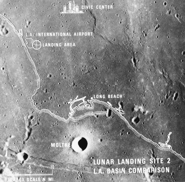 NASA image: Lunar Landing Site 2 - Comparisons with Size of Various Metropolitan Areas