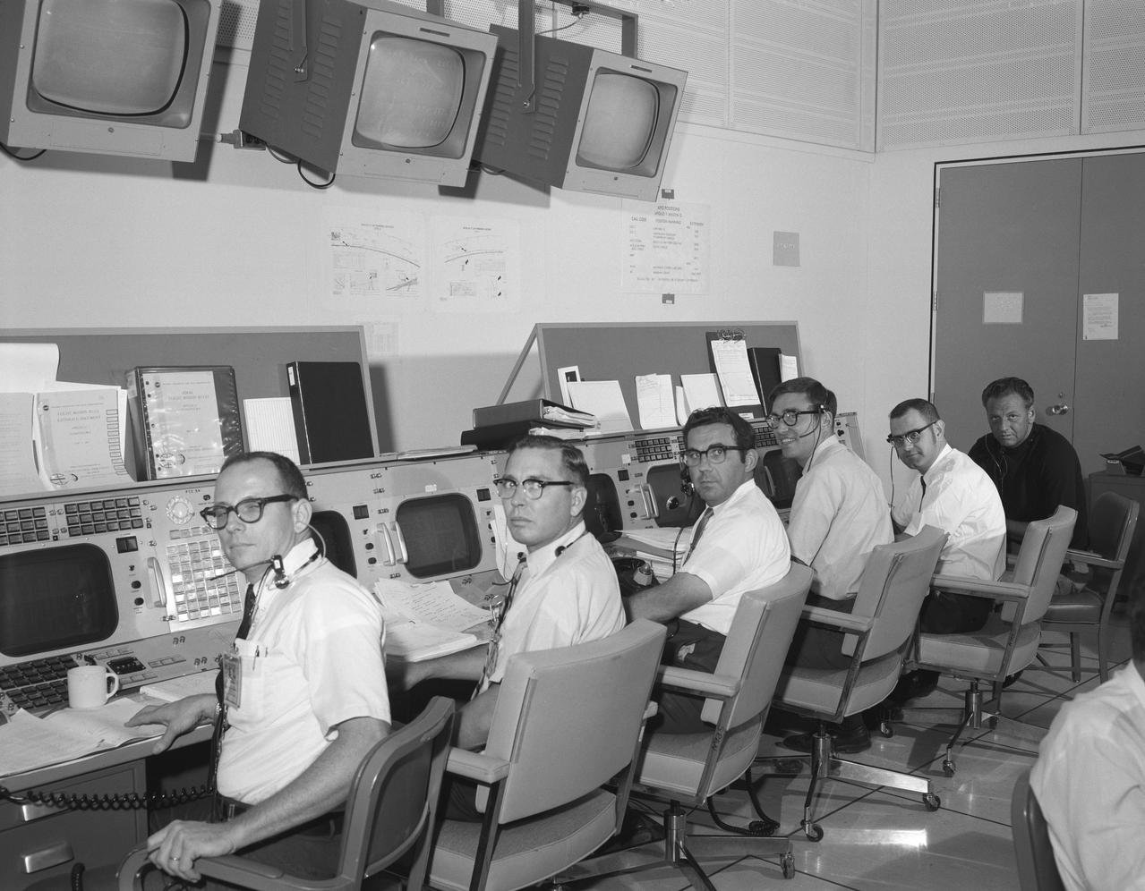 Documentary views of the SPAN preparations in the MCC during the Apollo 11 Mission.   MSC, Houston, TX