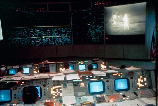 NASA image: View of Mission Control Center (MCC) - Lunar Surface - Apollo XI - Extravehicular Activity (EVA) - MSC