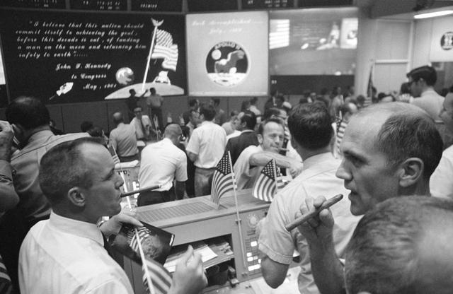 NASA image: Mission Control Center (MCC) - Celebration - Conclusion - Apollo XI Mission - MSC
