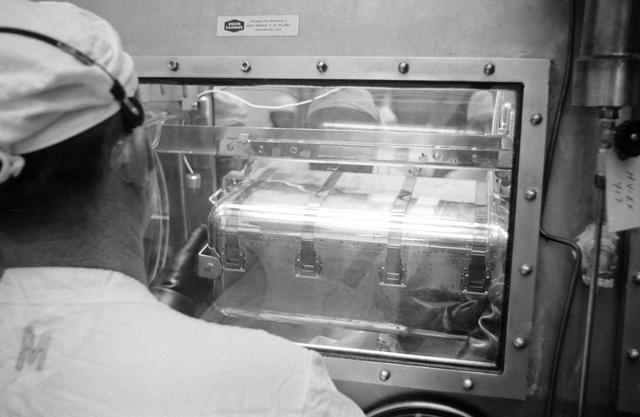 First Apollo 11 Sample Return Containers - Unloading - Lunar Receiving Lab (LRL) - MSC