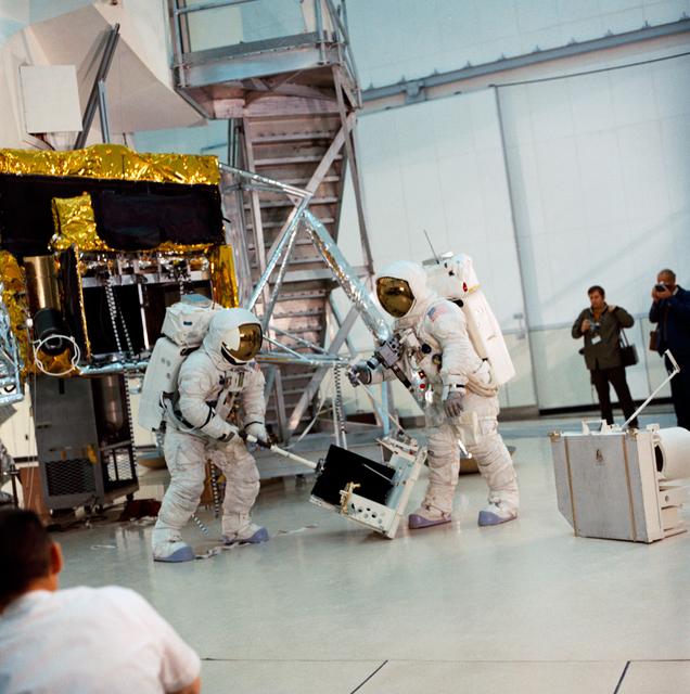 NASA image: Apollo 13 crewmen simulate lunar surface EVA during training exercise